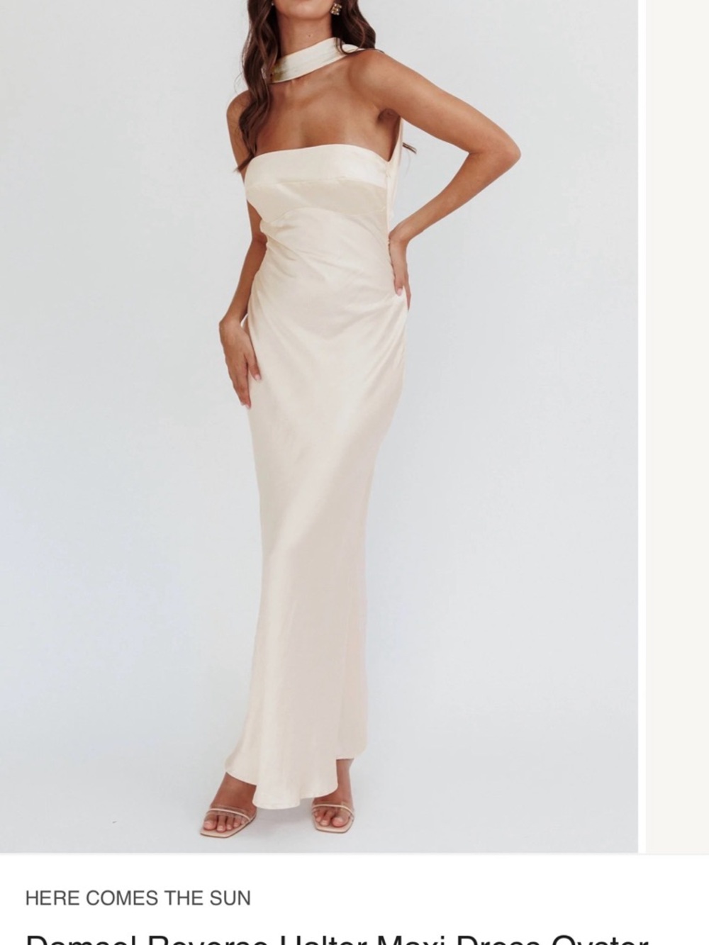 Selfie Leslie Cream Strapless Halter Maxi Dress